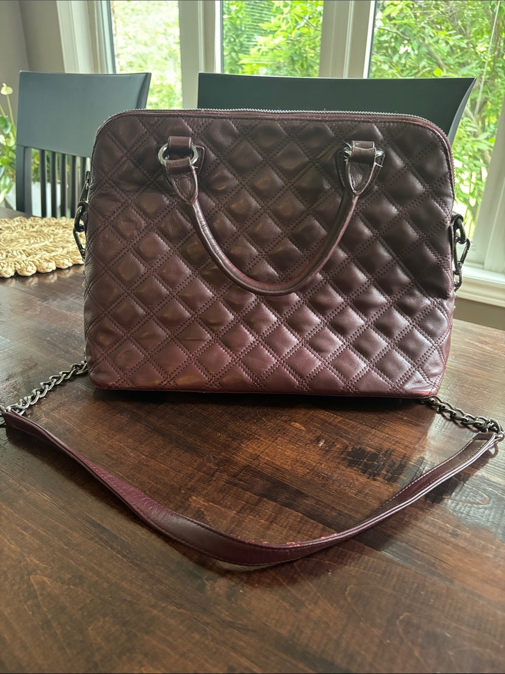 Danier Quilted Burgundy Women’s Satchel Bag - Classic Carry
